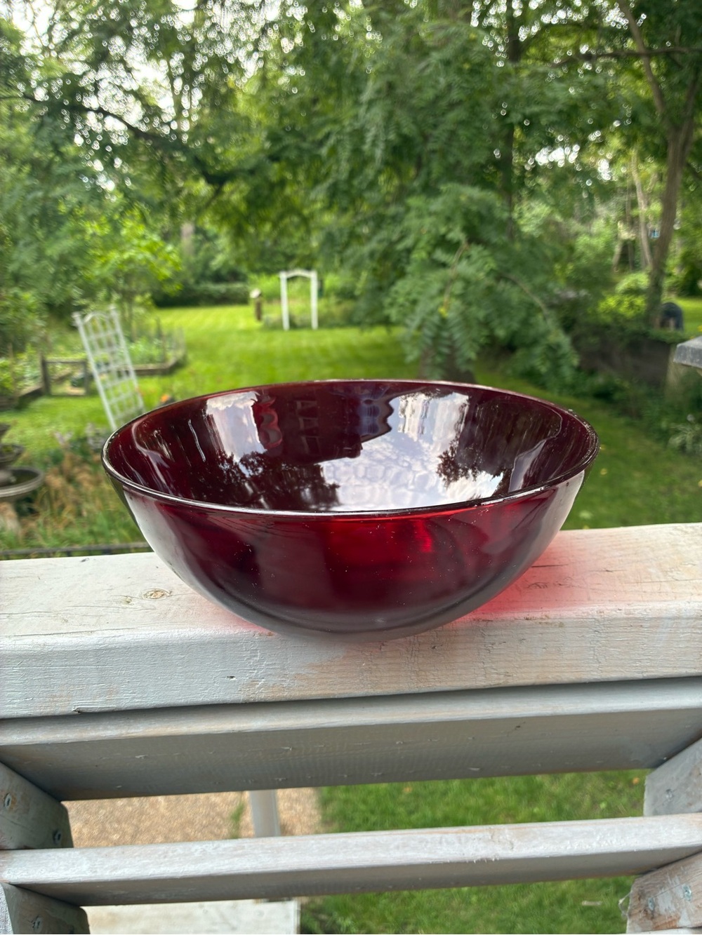 Anchor Hocking Deep Ruby Red Glass Serving Bowl 8 1/2”